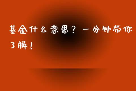 基金什么意思？一分钟带你了解！_https://m.jnlaobingbanjia.com_金融监管_第1张