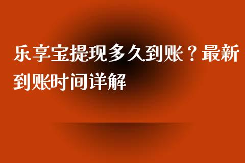 乐享宝提现多久到账？最新到账时间详解_https://m.jnlaobingbanjia.com_基金市场_第1张