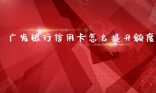 广发银行信用卡怎么提升额度_https://m.jnlaobingbanjia.com_金融监管_第1张