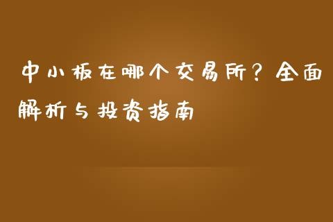 中小板在哪个交易所？全面解析与投资指南_https://m.jnlaobingbanjia.com_金融监管_第1张