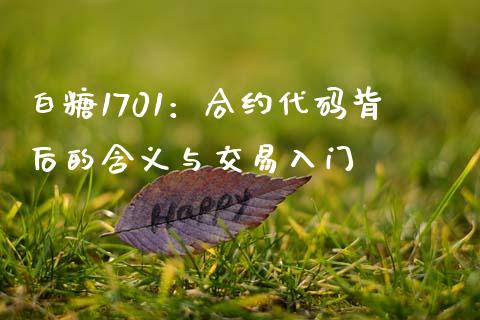 白糖1701:合约代码背后的含义与交易入门_基金市场_第1张_全球市场_股市新闻_理财规划_金融监管_区块链_基金市场 白糖1701:合约代码背后的含义与交易入门_https://m.jnlaobingbanjia.com_基金市场_第1张