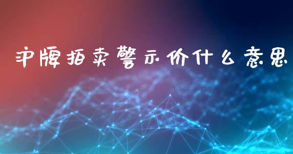 沪牌拍卖警示价什么意思_https://m.jnlaobingbanjia.com_金融监管_第1张
