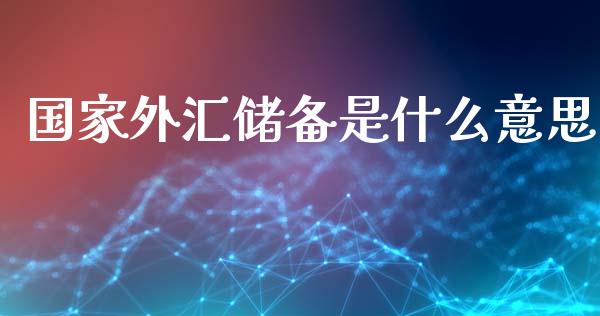 国家外汇储备是什么意思_https://m.jnlaobingbanjia.com_全球市场_第1张