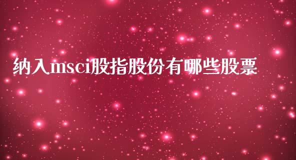 纳入msci股指股份有哪些股票_https://m.jnlaobingbanjia.com_股市新闻_第1张