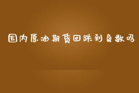 国内原油期货回跌到负数吗_https://m.jnlaobingbanjia.com_全球市场_第1张