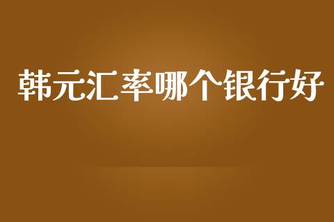 韩元汇率哪个银行好_https://m.jnlaobingbanjia.com_股市新闻_第1张
