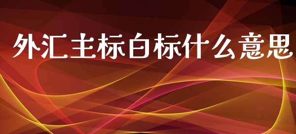 外汇主标白标什么意思_https://m.jnlaobingbanjia.com_股市新闻_第1张