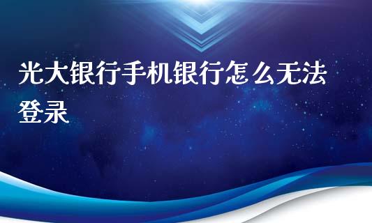 光大银行手机银行怎么无法登录_https://m.jnlaobingbanjia.com_金融监管_第1张