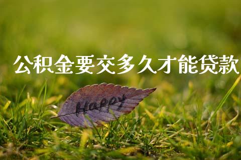 公积金要交多久才能贷款_https://m.jnlaobingbanjia.com_全球市场_第1张