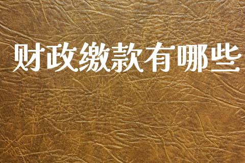 财政缴款有哪些_https://m.jnlaobingbanjia.com_全球市场_第1张