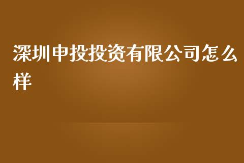 深圳申投投资有限公司怎么样_https://m.jnlaobingbanjia.com_金融监管_第1张