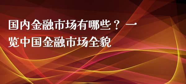 国内金融市场有哪些？ 一览中国金融市场全貌_https://m.jnlaobingbanjia.com_理财规划_第1张