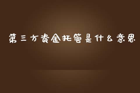 第三方资金托管是什么意思_https://m.jnlaobingbanjia.com_区块链_第1张