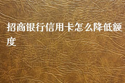 招商银行信用卡怎么降低额度_https://m.jnlaobingbanjia.com_金融监管_第1张