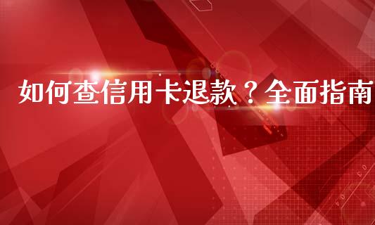 如何查信用卡退款？全面指南_https://m.jnlaobingbanjia.com_全球市场_第1张