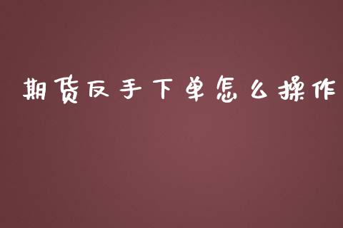 期货反手下单怎么操作_https://m.jnlaobingbanjia.com_理财规划_第1张