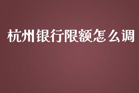 杭州银行限额怎么调_https://m.jnlaobingbanjia.com_全球市场_第1张