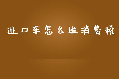 进口车怎么逃消费税_https://m.jnlaobingbanjia.com_全球市场_第1张
