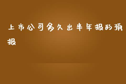 上市公司多久出半年报的预报_https://m.jnlaobingbanjia.com_金融监管_第1张