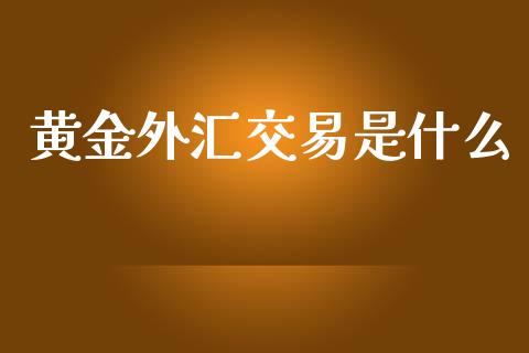 黄金外汇交易是什么_https://m.jnlaobingbanjia.com_全球市场_第1张