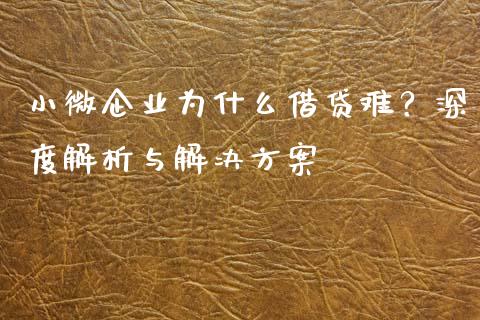 小微企业为什么借贷难？深度解析与解决方案_https://m.jnlaobingbanjia.com_理财规划_第1张