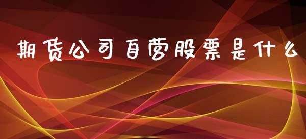 期货公司自营股票是什么_https://m.jnlaobingbanjia.com_理财规划_第1张