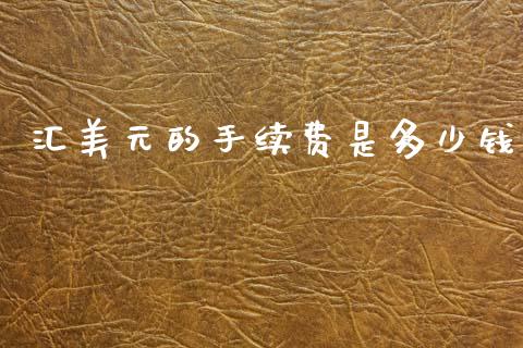 汇美元的手续费是多少钱_https://m.jnlaobingbanjia.com_理财规划_第1张