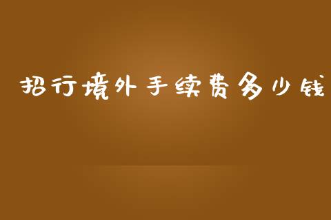 招行境外手续费多少钱_https://m.jnlaobingbanjia.com_股市新闻_第1张