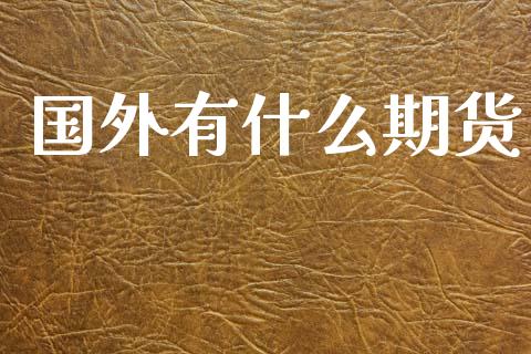 国外有什么期货_https://m.jnlaobingbanjia.com_股市新闻_第1张