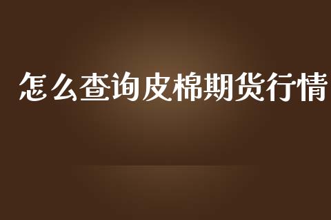 怎么查询皮棉期货行情_https://m.jnlaobingbanjia.com_全球市场_第1张