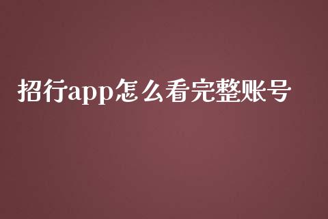 招行app怎么看完整账号_https://m.jnlaobingbanjia.com_股市新闻_第1张
