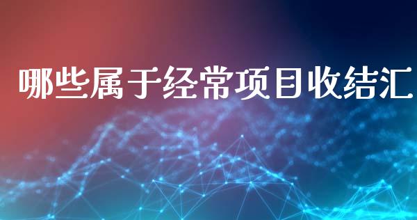 哪些属于经常项目收结汇_https://m.jnlaobingbanjia.com_理财规划_第1张