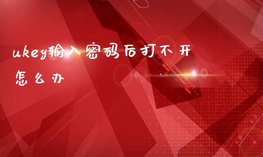 ukey输入密码后打不开怎么办_https://m.jnlaobingbanjia.com_全球市场_第1张