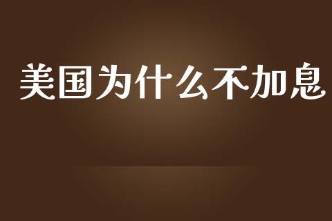 美国为什么不加息_https://m.jnlaobingbanjia.com_全球市场_第1张