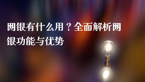 网银有什么用？全面解析网银功能与优势_https://m.jnlaobingbanjia.com_全球市场_第1张