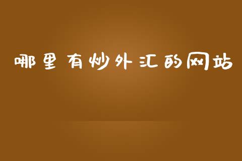 哪里有炒外汇的网站_https://m.jnlaobingbanjia.com_股市新闻_第1张