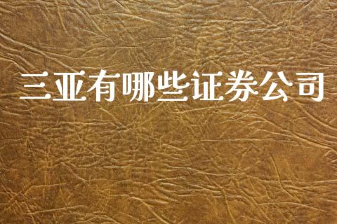 三亚有哪些证券公司_https://m.jnlaobingbanjia.com_理财规划_第1张