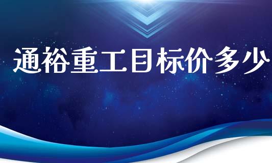 通裕重工目标价多少_https://m.jnlaobingbanjia.com_金融监管_第1张