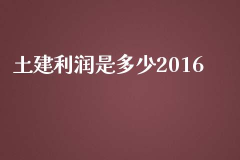 土建利润是多少2016_https://m.jnlaobingbanjia.com_全球市场_第1张