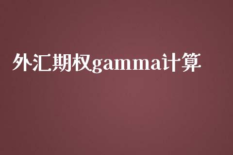 外汇期权gamma计算_https://m.jnlaobingbanjia.com_理财规划_第1张