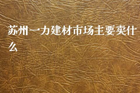 苏州一力建材市场主要卖什么_https://m.jnlaobingbanjia.com_金融监管_第1张