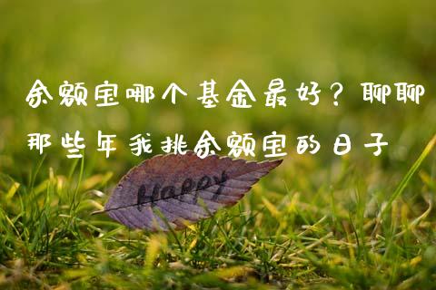 余额宝哪个基金最好？聊聊那些年我挑余额宝的日子_https://m.jnlaobingbanjia.com_基金市场_第1张