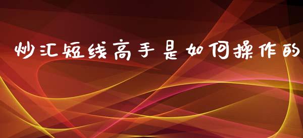 炒汇短线高手是如何操作的_https://m.jnlaobingbanjia.com_股市新闻_第1张
