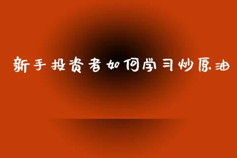 新手投资者如何学习炒原油_https://m.jnlaobingbanjia.com_金融监管_第1张