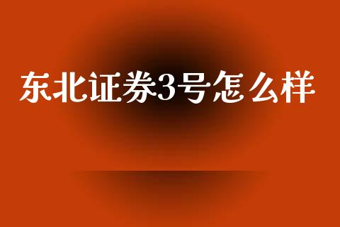 东北证券3号怎么样_https://m.jnlaobingbanjia.com_股市新闻_第1张