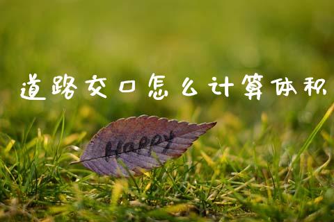 道路交口怎么计算体积_https://m.jnlaobingbanjia.com_理财规划_第1张