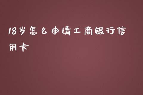 18岁怎么申请工商银行信用卡_https://m.jnlaobingbanjia.com_全球市场_第1张