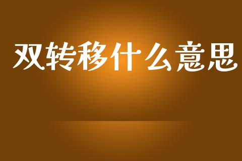 双转移什么意思_https://m.jnlaobingbanjia.com_理财规划_第1张