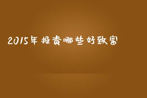 2015年投资哪些好致富_https://m.jnlaobingbanjia.com_股市新闻_第1张