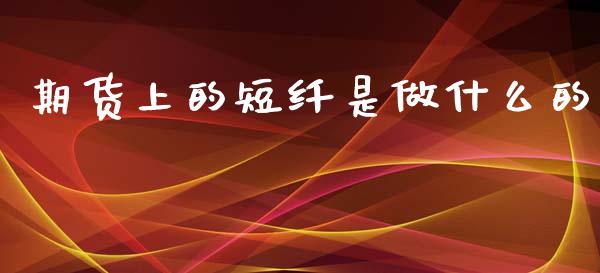 期货上的短纤是做什么的_https://m.jnlaobingbanjia.com_金融监管_第1张